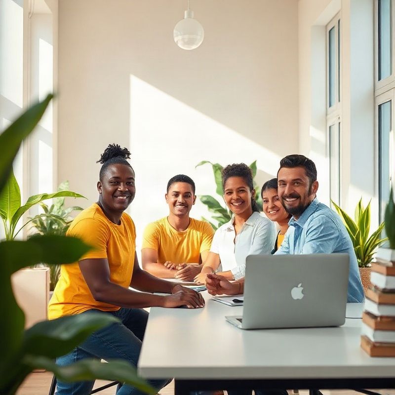 Equipe pequena da Orbitkforge em espaço iluminado no Recife